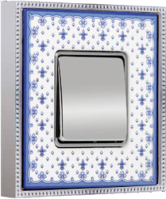 FD01472AZCB Рамка на 2 пост, гор/верт. BELLE EPOQUE Porcelan. цвет Blue Lys-Bright Chrome