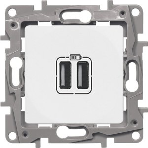 672235 ETIKA Зарядное устройство с двумя USB-разьемами тип C-С Белый