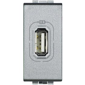 NT4285C LivingLight Зарядка USB для мобильных устройств, размер 1 модул1, 750мА, цвет алюминий