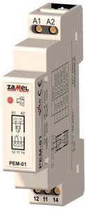 PEM-01/012  Реле электромагнитное 1НО/NC 16А 12В AC/DC  IP20 Zamel